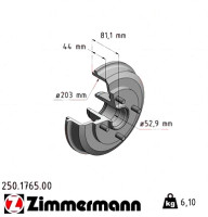 Задній гальмівний барабан 250176500 Otto Zimmermann CoatZ