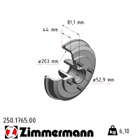 Задний тормозной барабан 250176500 Otto Zimmermann CoatZ