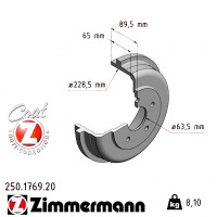 Задний тормозной барабан 250176920 Otto Zimmermann CoatZ