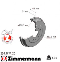 Задній гальмівний барабан 250177420 Otto Zimmermann CoatZ