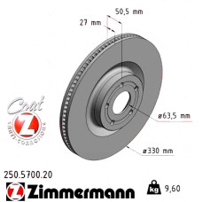 Передний тормозной диск 330x27 250570020 Otto Zimmermann CoatZ