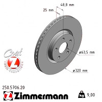 Передний тормозной диск 320x25 250570620 Otto Zimmermann CoatZ