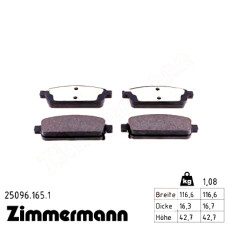 Задние тормозные колодки 250961651 Otto Zimmermann