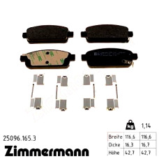 Задние тормозные колодки 250961653 Otto Zimmermann