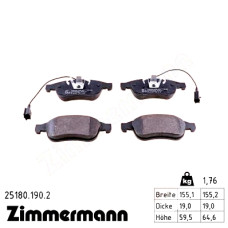 Передние тормозные колодки 251801902 Otto Zimmermann