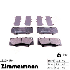Передние тормозные колодки 252091701 Otto Zimmermann