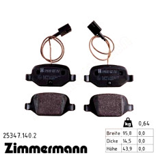Задние тормозные колодки 253471402 Otto Zimmermann