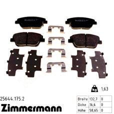 25644.175.2 Zimmermann Передние тормозные колодки на HYUNDAI SONATA VI (YF) с двигателем 2.0 Hybrid