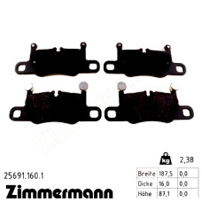 Задние тормозные колодки 256911601 Otto Zimmermann