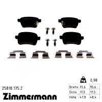 Задние тормозные колодки 258181752 Otto Zimmermann