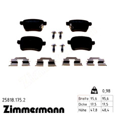 Задние тормозные колодки 258181752 Otto Zimmermann