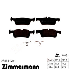 Задние тормозные колодки 258411401 Otto Zimmermann