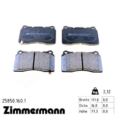 Передние тормозные колодки 258501601 Otto Zimmermann