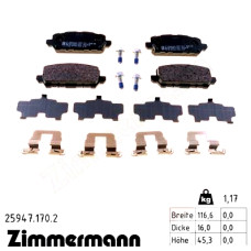 Задние тормозные колодки 259471702 Otto Zimmermann