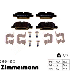 Задні гальмівні колодки 259801652 Otto Zimmermann
