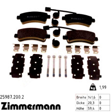 Задние тормозные колодки 259872002 Otto Zimmermann