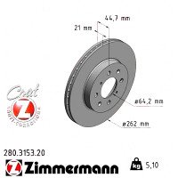 280.3153.20 Zimmermann Передний тормозной диск 262x21 на HONDA CIVIC VI КУПЕ (EJ, EM1) с двигателем 1.6 i