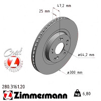 Передний тормозной диск 300x25 280316120 Otto Zimmermann CoatZ