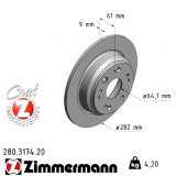 Задний тормозной диск 282x9 280317420 Otto Zimmermann CoatZ