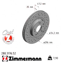 Спортивный передний тормозной диск с перфорацией 296x25 280317652 Otto Zimmermann Sport Z