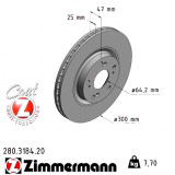 Передний тормозной диск 300x25 280318420 Otto Zimmermann CoatZ