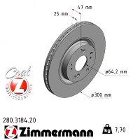Передній гальмівний диск 300x25 280318420 Otto Zimmermann CoatZ
