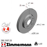 Передний тормозной диск 280x25 280318720 Otto Zimmermann CoatZ