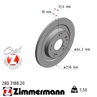 280.3188.20 Zimmermann Задний тормозной диск 276x10 на HONDA CIVIC IX Tourer (FK) с двигателем 1.6 i-DTEC (FK3)