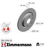 Задний тормозной диск 282x10 280319020 Otto Zimmermann CoatZ