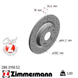 Спортивный задний тормозной диск с перфорацией 282x10 280319052 Otto Zimmermann Sport Z