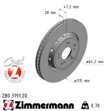 Передний тормозной диск 315x28 280319120 Otto Zimmermann CoatZ