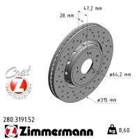 Спортивный передний тормозной диск с перфорацией 315x28 280319152 Otto Zimmermann Sport Z