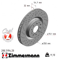 Передний тормозной диск 350x32 280319420 Otto Zimmermann CoatZ