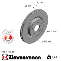Передній гальмівний диск 312x25 280319520 Otto Zimmermann CoatZ
