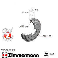 285.1680.20 Zimmermann Задний тормозной барабан 221,5x180 на HYUNDAI ATOS (MX) с двигателем 1.0 i