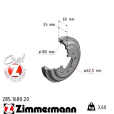 285.1680.20 Zimmermann Задний тормозной барабан 221,5x180 на HYUNDAI ATOS (MX) с двигателем 1.1