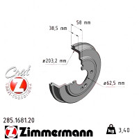 285.1681.20 Zimmermann Задний тормозной барабан 243,5x203,2 на HYUNDAI GETZ (TB) с двигателем 1.3 i