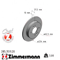 285.3511.20 Zimmermann Задний тормозной диск 234x10 на HYUNDAI i10 (PA) с двигателем 1.2