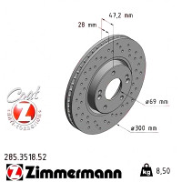 285.3518.52 Zimmermann Sport Z Спортивный передний тормозной диск с перфорацией 300x28 на HYUNDAI ix35 (LM, EL, ELH) с двигателем 2.0 GDi