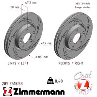 285.3518.53 Zimmermann Black Z Спортивный передний тормозной диск с насечками 300x28 на HYUNDAI ix35 (LM, EL, ELH) с двигателем 2.0 GDi