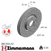 285.3524.52 Zimmermann Sport Z Спортивный передний тормозной диск с перфорацией 321x32 на HYUNDAI ix55 с двигателем 3.0 V6 CRDi 4WD