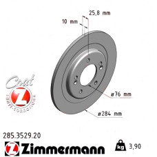 285.3529.20 Zimmermann Задний тормозной диск 284x10 на HYUNDAI i30 Kombi (GD) с двигателем 1.6 GDI