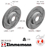 Спортивный передний тормозной диск с насечками 305x25 285353153 Otto Zimmermann Black Z