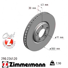 Передний тормозной диск 300x30 290226120 Otto Zimmermann CoatZ