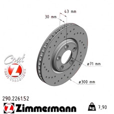 Спортивный передний тормозной диск с перфорацией 300x30 290226152 Otto Zimmermann Sport Z