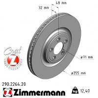 290.2264.20 Zimmermann Передний тормозной диск 355x32 на JAGUAR XF (X250) с двигателем 3.0 D