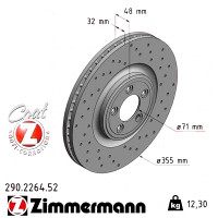 Спортивный передний тормозной диск с перфорацией 355x32 290226452 Otto Zimmermann Sport Z
