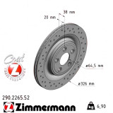 Спортивный задний тормозной диск с перфорацией 326x20 290226552 Otto Zimmermann Sport Z