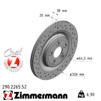 Спортивный задний тормозной диск с перфорацией 326x20 290226552 Otto Zimmermann Sport Z