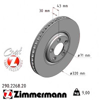 Передній гальмівний диск 320x30 290226820 Otto Zimmermann CoatZ